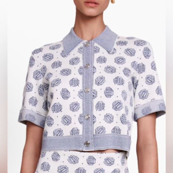 NEW Maje Cardigan With Monogram Knit Large - Picture 1 of 9